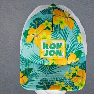 Ron Jon Hat Women OS Teal Hibiscus Tropical Floral Mesh Snapback Trucker Cap